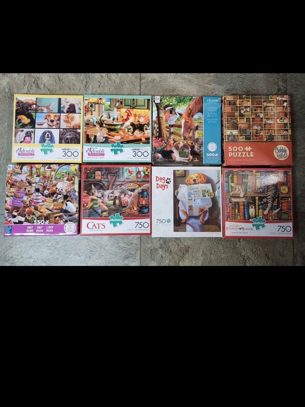 LIKE NEW!!Lot Of 8 Assorted Dog & Cat Puzzles